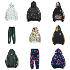 A BATHING APE x KID CUDI collaboration camouflage shark hoodie-5149  